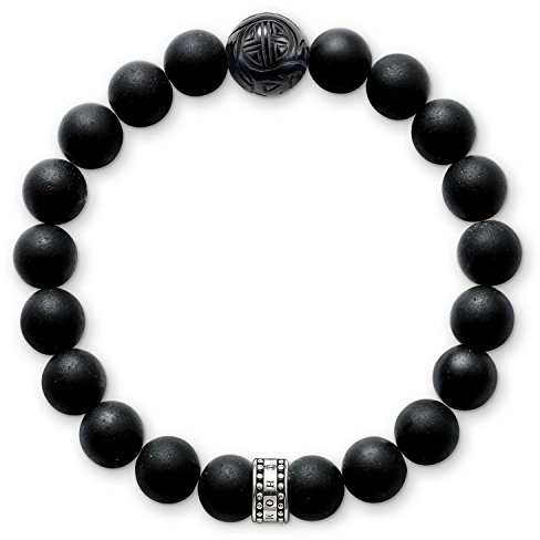 THOMAS SABO Thomas Sabo bransoletka Obsidian matowa srebrna kula 21 cm/9 MM a1085  023  11-XL A1085-023-11-XL