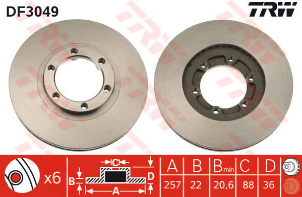 TRW Tarcza hamulcowa DF3049