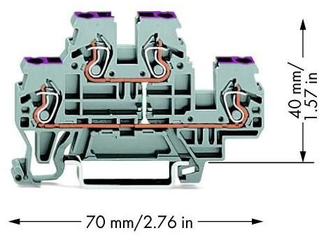 top WAGO Terminal przepustowy podwójny WAGO 5 mm Sprężynowe Alokacja L szary 870-508 50 szt 870-508
