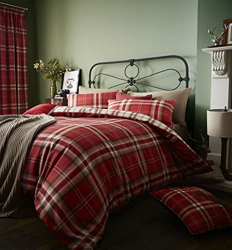 Cotton Catherine Lansfield kelso Rich Double Duvet Set Red BDB3-3905-WDHQ-Red