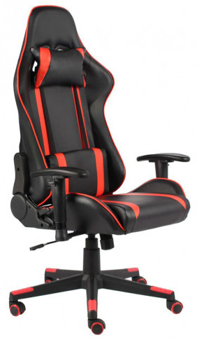 Czarno-czerwony fotel gamingowy Libar