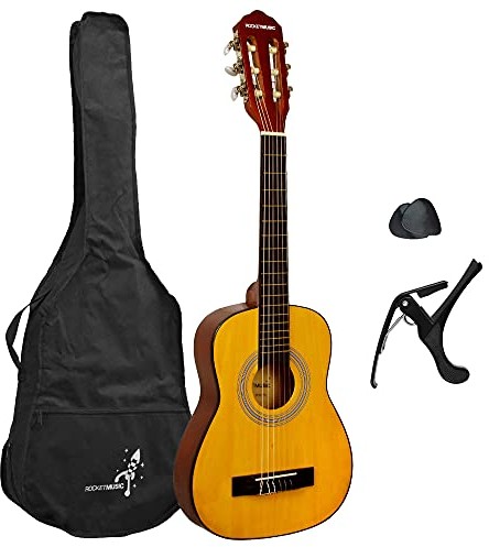Rocket 3. Avenue rakieta 1/4 rozmiar dla młodszych gitara klasyczna dla początkujących pakiet gitara akustyczna z nylonowymi strunami, torba na Gig Bag, Capo i kostki XF201FN