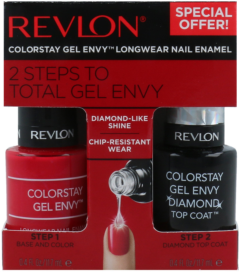 Revlon 2 Steps To Total Gel Envy Zestaw Długotrwały Lakier Do Paznokci + Diamond Top Coat 620 Roulette Rush