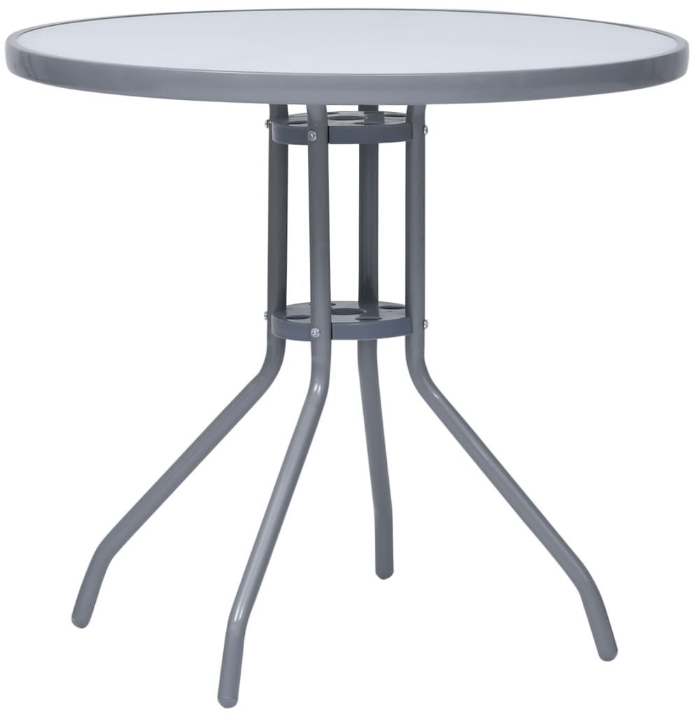 vidaXL Lumarko Stolik ogrodowy, jasnoszary, 80 cm, stal i szkło! 312215