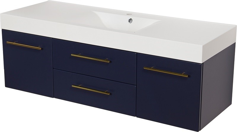 Gante Szafka wisząca z umywalką granatowy mat 140 cm Belli Gold BEL-GN-U140/50/C2+NELA