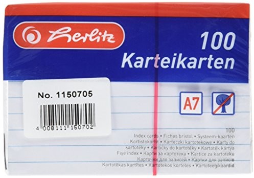 Herlitz 1150507 fiszki, format A5, 100 sztuk, kolor biały, biały 1150705