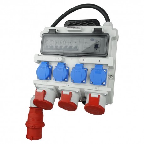 Doktorvolt Rozdzielnica budowlana TR-S/FI 32A 2x16A 4x230V Schuko 7266 DV-7266-D
