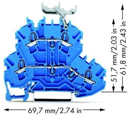WAGO Terminal przepustowy podwójny WAGO 5.20 mm Sprężynowe Alokacja N N niebieski 2002-2234 50 szt 2002-2234
