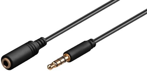 Goobay przedłużacz przewód z wtyczką Jack 3,5 MM, czarny, 1 m  wtyczka typu jack 3,5 MM (4-pin, Stereo) > gniazdo mini jack 3,5 MM (4-pin, Stereo) 62477