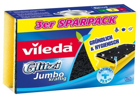 Vileda Glitzi Jumbo wyciśnięcia z Antibac  Extra scheuerstark również na dużych powierzchniach  -częściowy zestaw oszczędnościowy 141614
