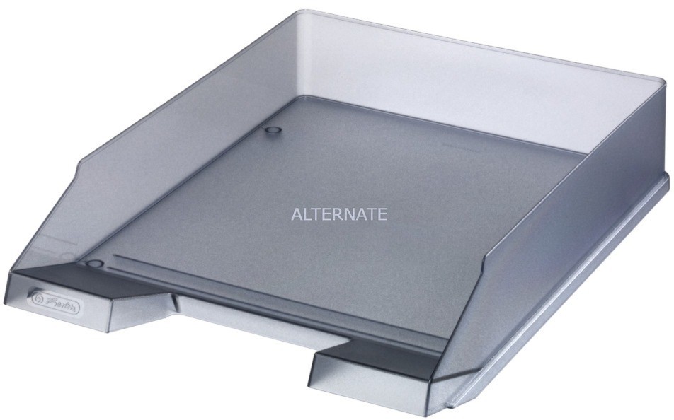 Herlitz 10074144 półka na dokumenty Plastik Szary, Przeświecający, Letter tray