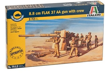 Italeri rcecho Military model 1/72 8.8 cm Flak 37 AA Gun with Crew hobby 7512 t7512 with rcecho Full Version Apps Edition