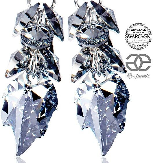 Swarovski PIĘKNE KOLCZYKI COMET LEAF ZODIAC SREBRO