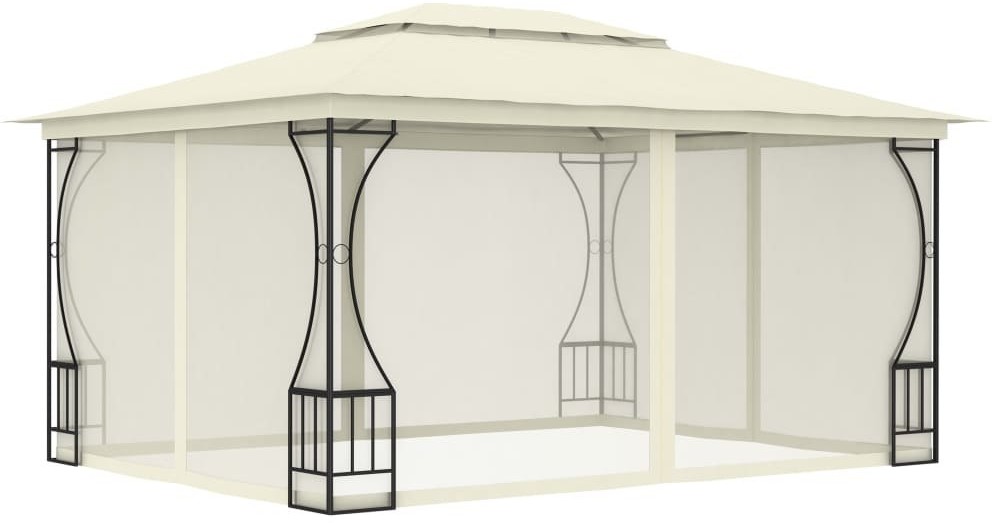 vidaXL Altana ogrodowa z zasłonami, 300x400x265 cm, kremowa 48596