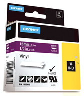 Dymo Oryginał RHINO taśma winylowa 12 mm biała na fioletowym 1805415