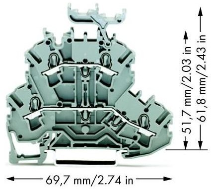 WAGO Terminal przepustowy podwójny WAGO 5.20 mm Sprężynowe Alokacja L L szary 2002-2231 50 szt 2002-2231