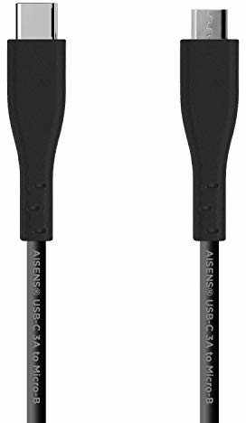 AISENS AISENS - A107-0349 - kabel USB 2.0 3A, typ USB-C wtyk na wtyk Micro USB-B, czarny, 1,0 m A107-0349