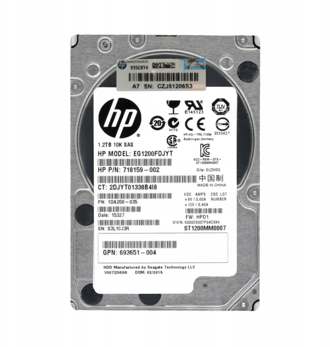 HP 718159-002 1.2TB 10K 64MB SAS-2 2.5 EG1200FDJYT