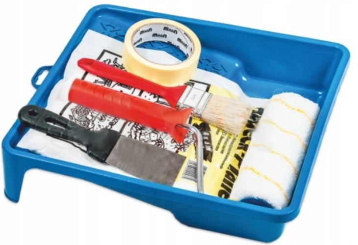 Zestaw Malarski Wałek Taśma Kuweta Pędzel 6szt