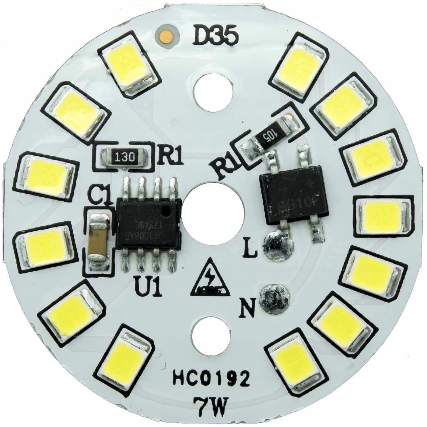 Moduł Led 7W 690lm Biały 35mm dioda pod 230V Smd