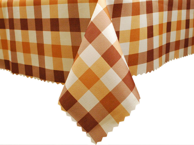 Euromat Obrus Plamoodporny Druk Brązowa Krata Okrągły BROWN CHECK PRINT