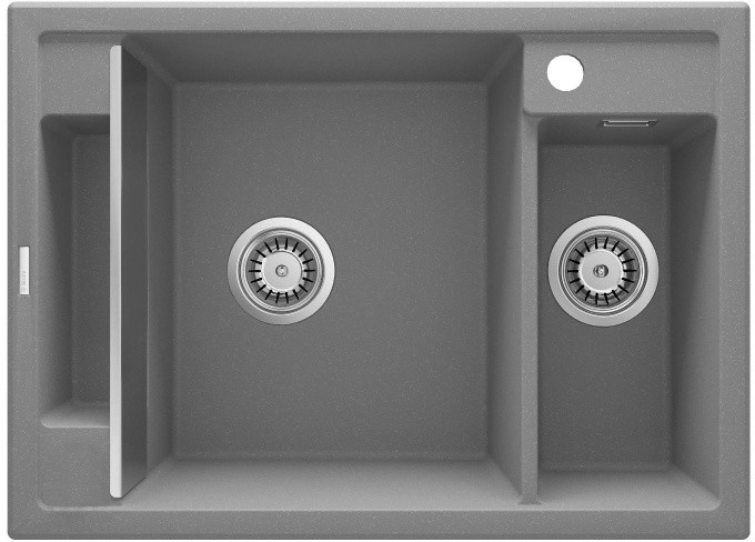 Deante Magnetic Zlewozmywak granitowy półtorakomorowy 69x50 cm szary metalik ZRMS503
