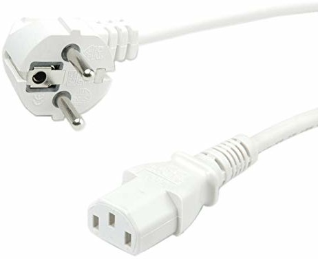 Value kabel zasilający, proste gniazdo IEC | kabel z wtyczką ze stykiem ochronnym i gniazdem IEC C13 | biały | 0,6 m 19.99.1016