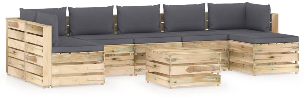 vidaXL 8-cz. zestaw wypoczynkowy do ogrodu, z poduszkami, drewniany 3074747