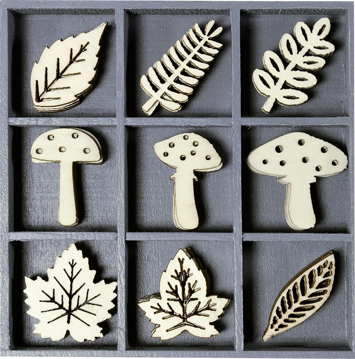Knorr Prandel Knorr Prandell, drewniane ozdoby, Grzyby i liście, 45 sztuk