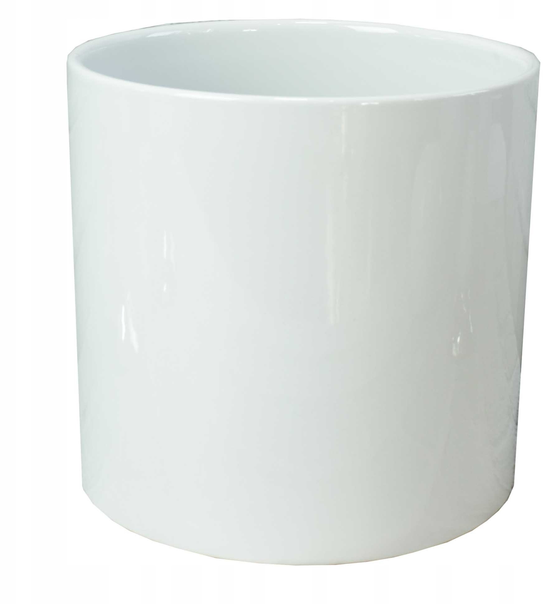 Doniczka ceramiczna osłonka biała walec H20