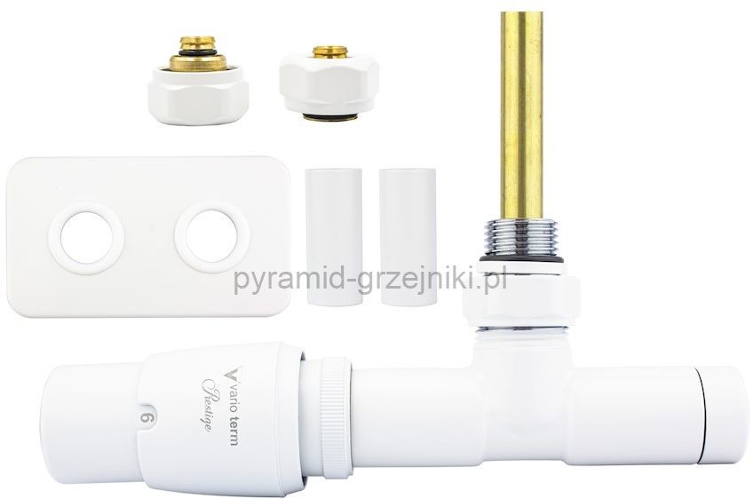 Varioterm Zawór termostatyczny UNICO All i One rozeta prostokątna - biały mat pex 16 mm lewy APUGS0221CFK/L(Pex)