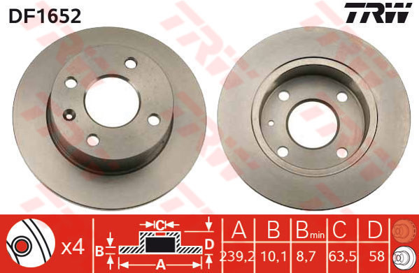 TRW Tarcza hamulcowa DF1652