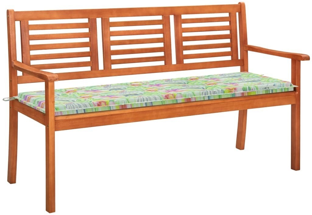 vidaXL 3-os. ławka ogrodowa z poduszką, 150 cm, lity eukaliptus 3061008