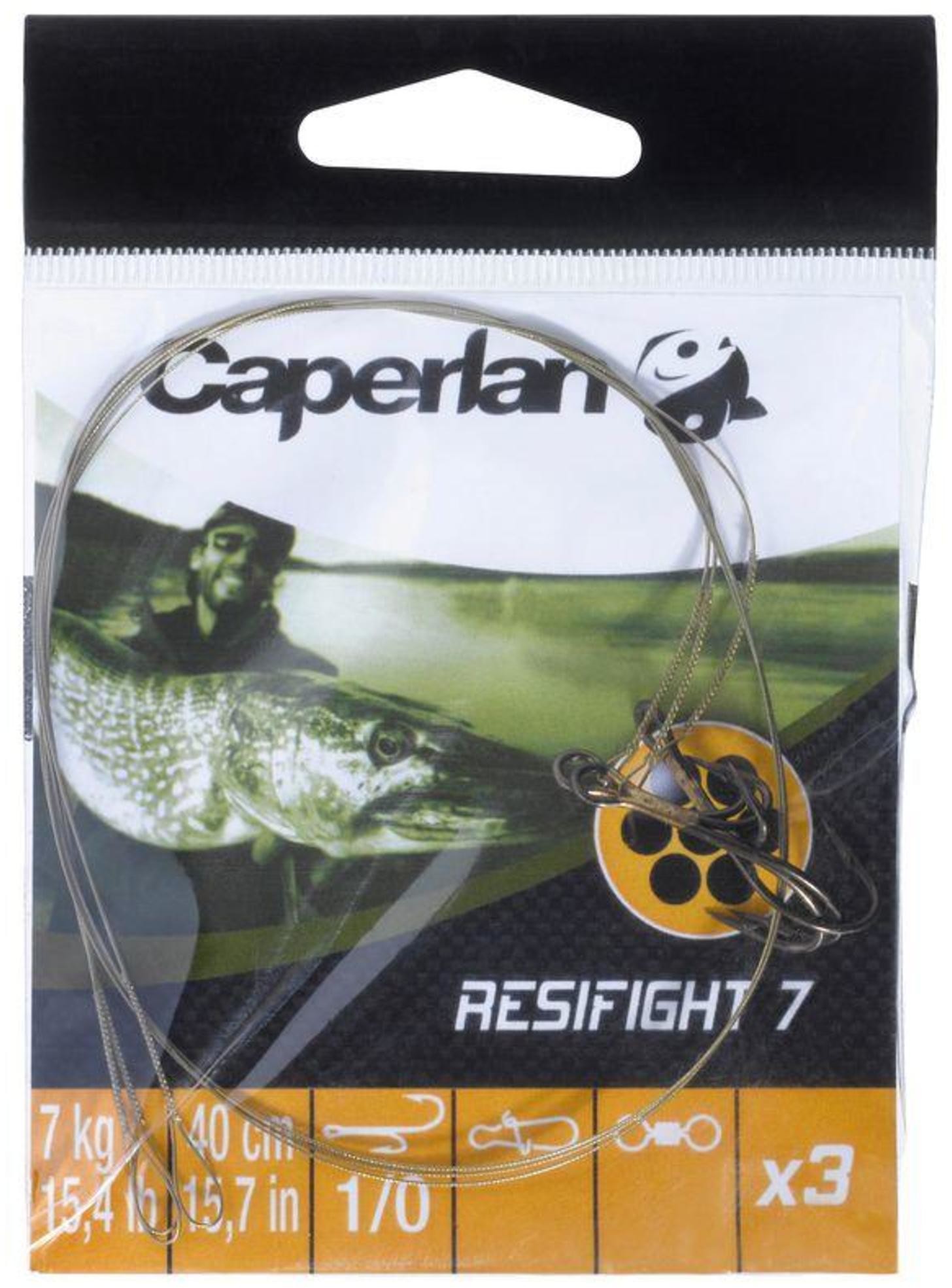 CAPERLAN Przypon na drapieżniki Resifight 7 haczyk Ryder 7 kg x 3 Unisex