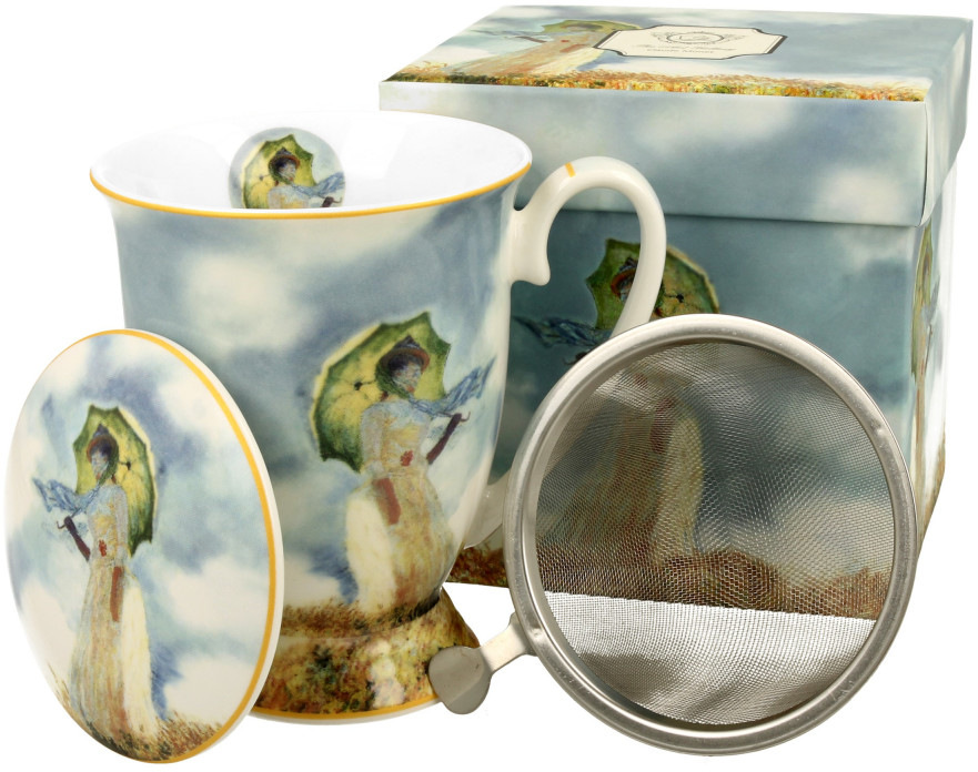 Duo Kubek Porcelanowy Z Zaparzaczem Art Woman With A Parasol C Monet Błękitny 300 Ml