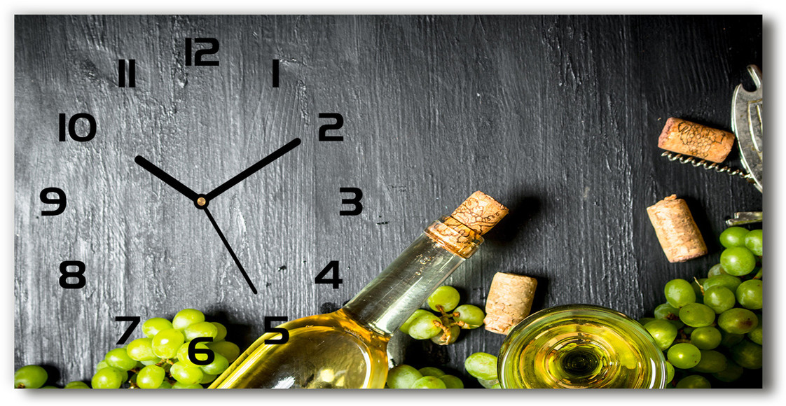 Zegar ścienny szklany Białe wino i owoce