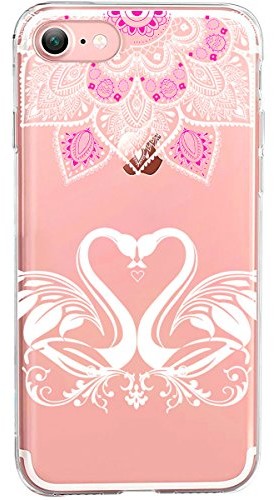 TheSmartGuard Etui kompatybilne z iPhone 8/7 | przezroczyste etui ochronne z silikonu | W sercu łabędzia nadruk/motyw | w kolorze różowym T-GC-00210