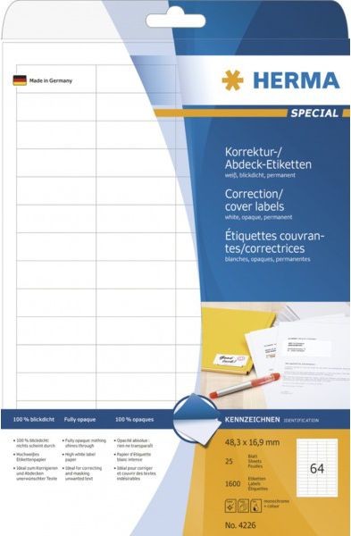 Herma Abdecketik. A4 wei 48,3x16,9 mm Papier opak 1600 St. - 4226