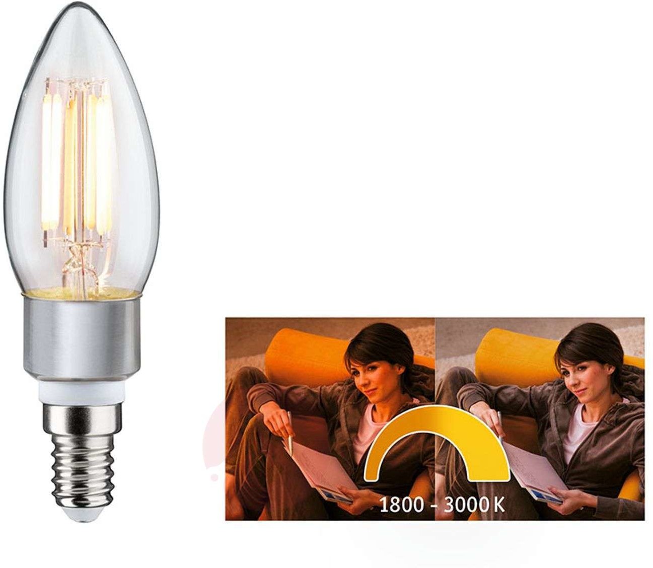 Paulmann żarówka świeca LED E14 5W dim to warm