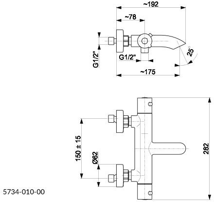 KFA Moza Bateria wannowa termostatyczna ścienna chrom 5734-010-00