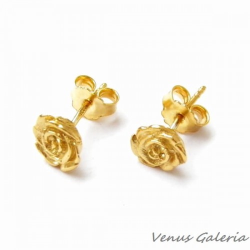 Kolczyki srebrne -Mini różyczki pozłacane 799