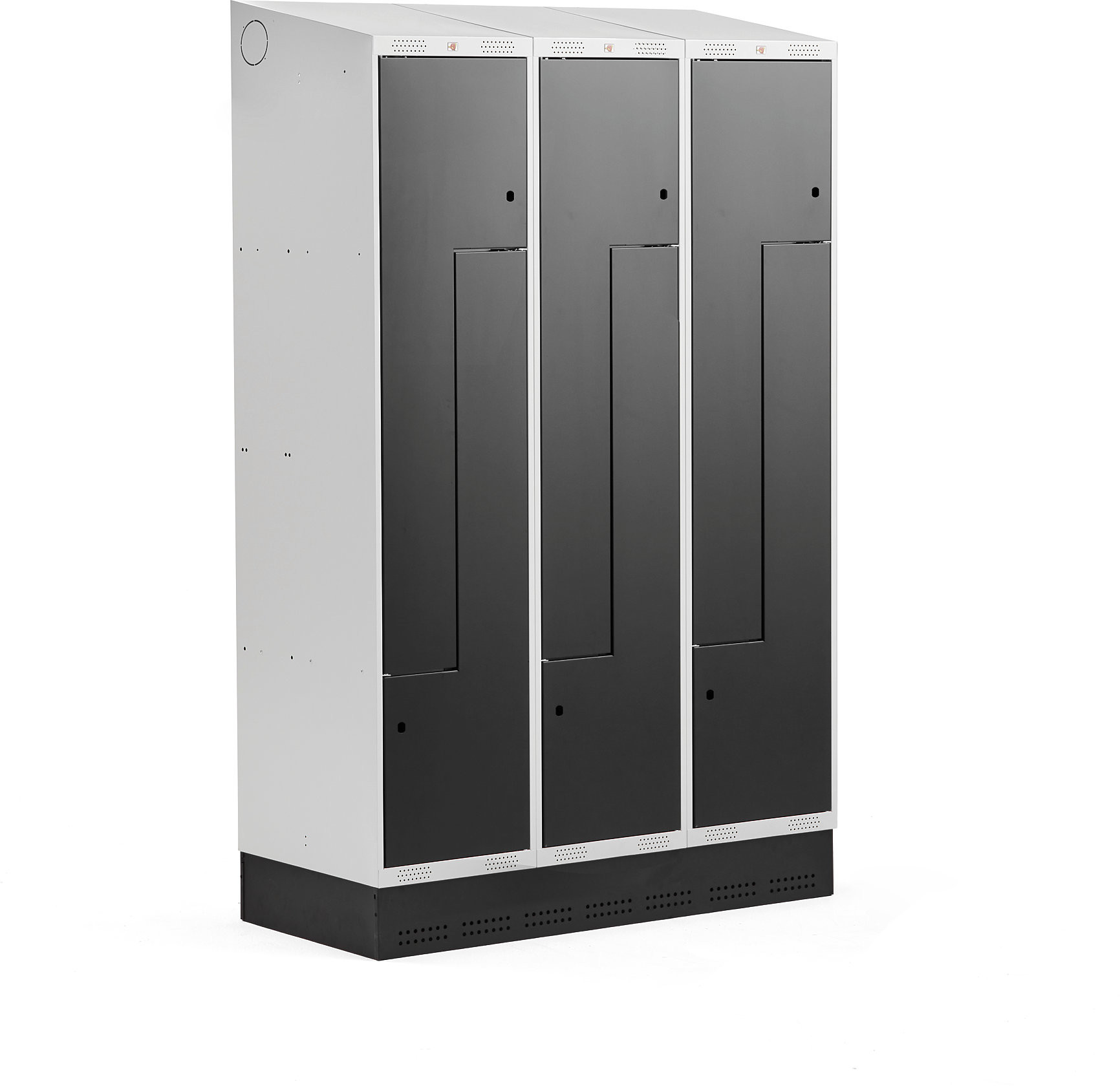 AJ Produkty Szafka ubraniowa typu Z, CLASSIC, cokół, 3 moduły, 6 drzwi, 2050x1200x550 mm, czarny