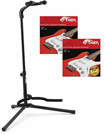 Tiger Music Tiger Music Uniwersalny stojak na gitarę i 2 zestawy strun do gitary elektrycznej GST14-EGS