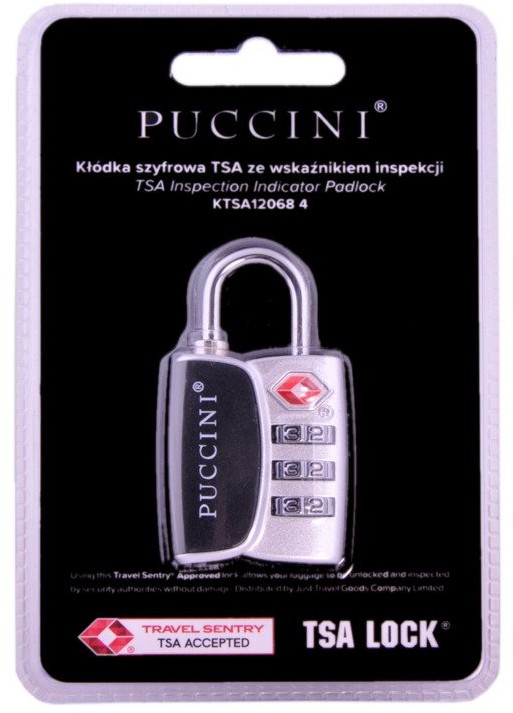 Puccini Kłódka szyfrowa TSA ze wskaźnikiem inspekcji KTSA-12068 srebrna KTSA-12068 4