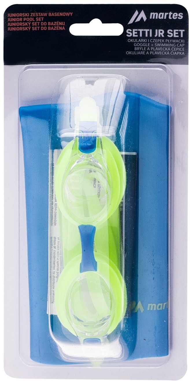Martes Dziecięcy Czepek i okulary SETTI JR SET 22200-BLUE/LIME