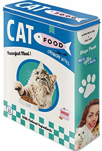 Nostalgic-Art Retro pojemnik na zapasy XL Cat Food  pomysł na prezent dla posiadaczy kotów, pudełko do przechowywania suchej paszy, 4 l