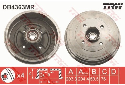 TRW Bęben hamulcowy DB4363MR