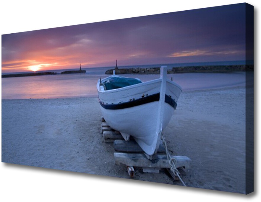 PL Tulup Obraz Canvas Łódka Plaża Słońce Krajobraz 100x50cm