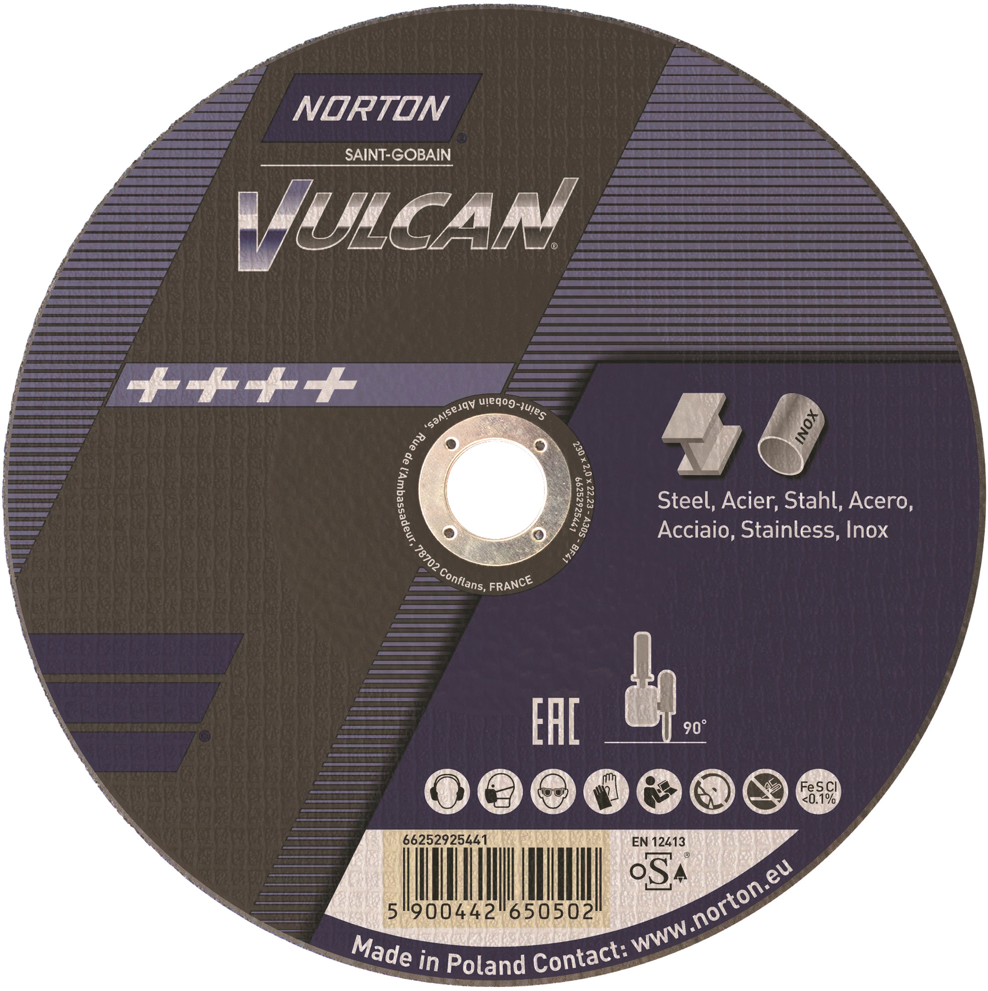 NORTON Tarcza szlifierska Vulcan 230 x 2 x 22,23 mm (25 sztuk) 66252925441