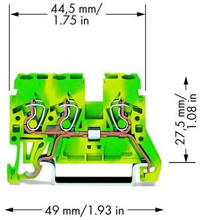 WAGO Terminal przewodzący ochronny WAGO 5 mm Sprężynowe Alokacja Terre zielono-żółty 870-687 100 szt 870-687